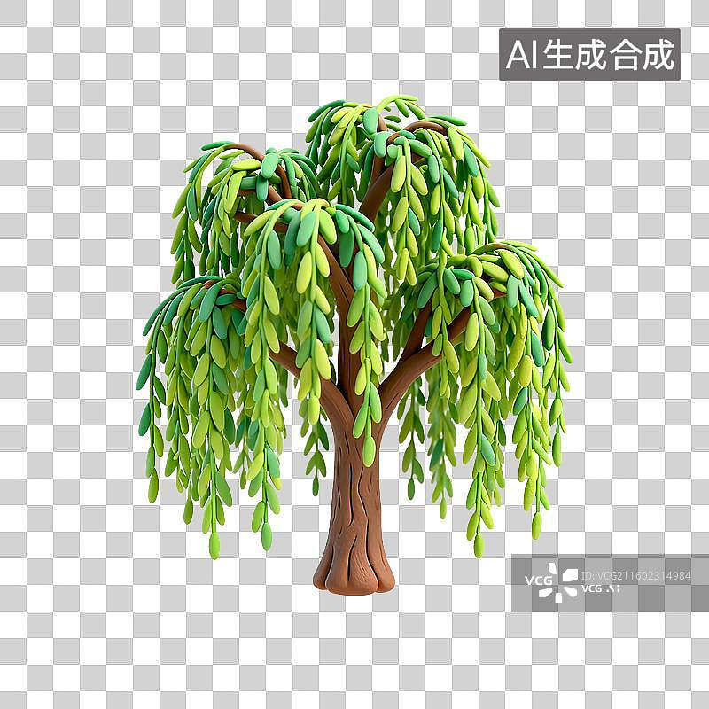 【AI数字艺术】一棵小型垂柳模型图片素材