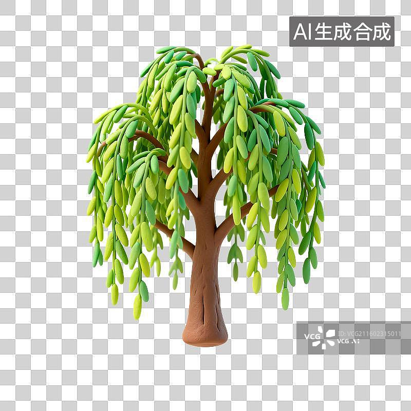 【AI数字艺术】一棵小型垂柳模型图片素材