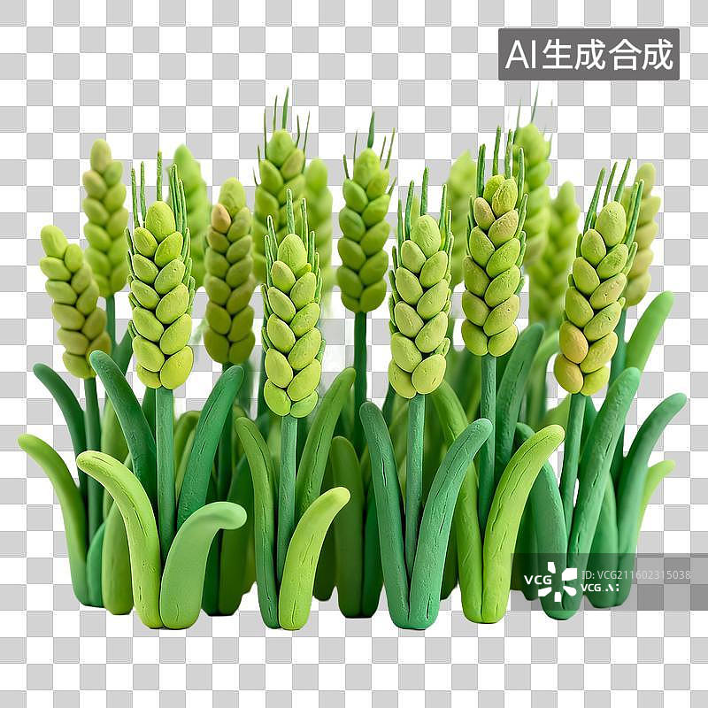 【AI数字艺术】绿色的小麦穗特写图片素材
