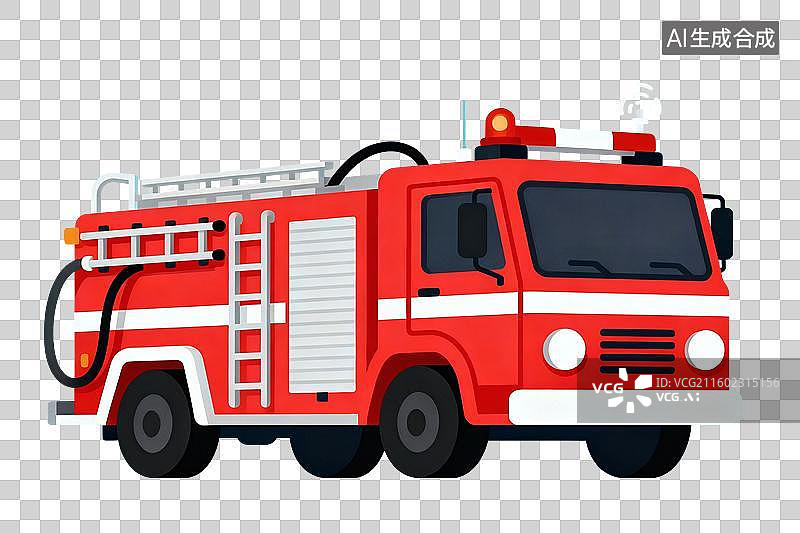 【AI数字艺术】一辆消防车PNG免扣元素图片素材