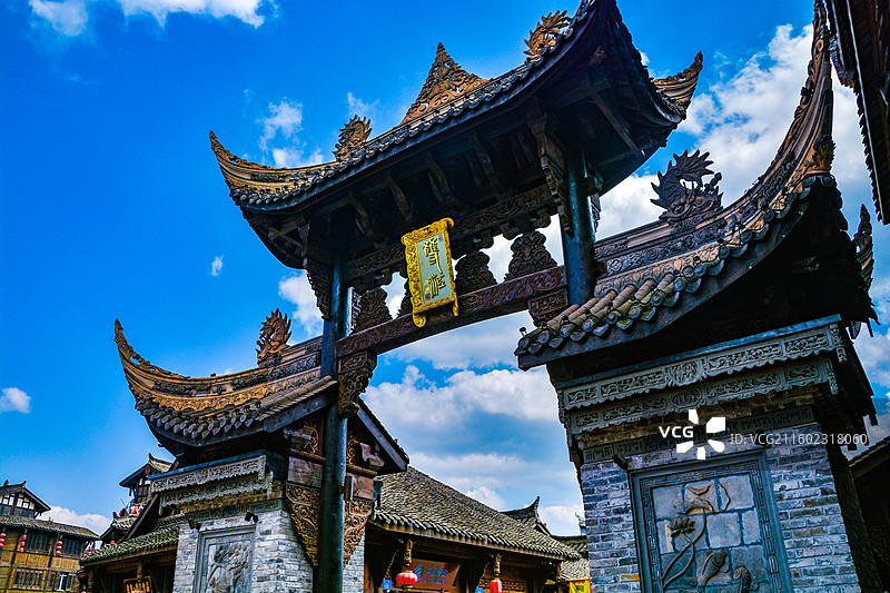 重庆双江古镇古建筑牌坊门楼图片素材