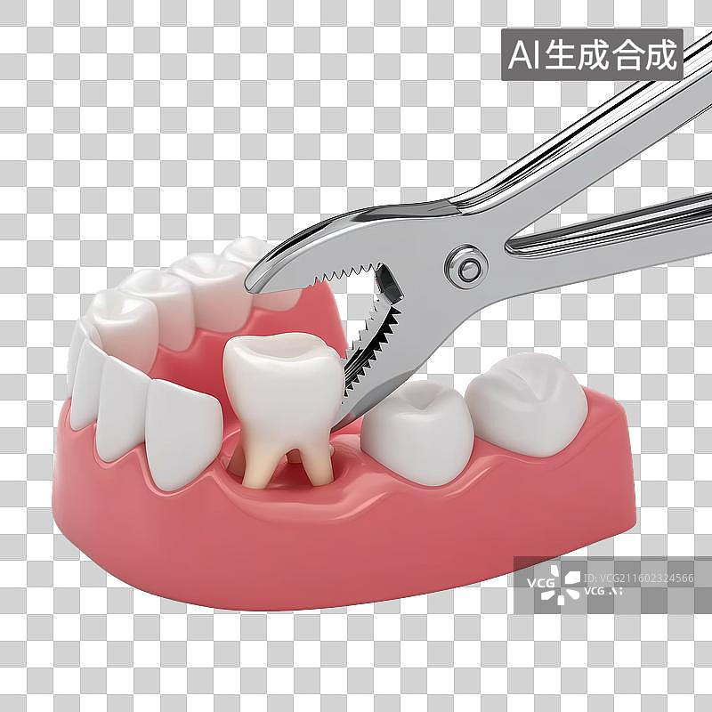 【AI数字艺术】牙科模型与拔牙钳演示图片素材