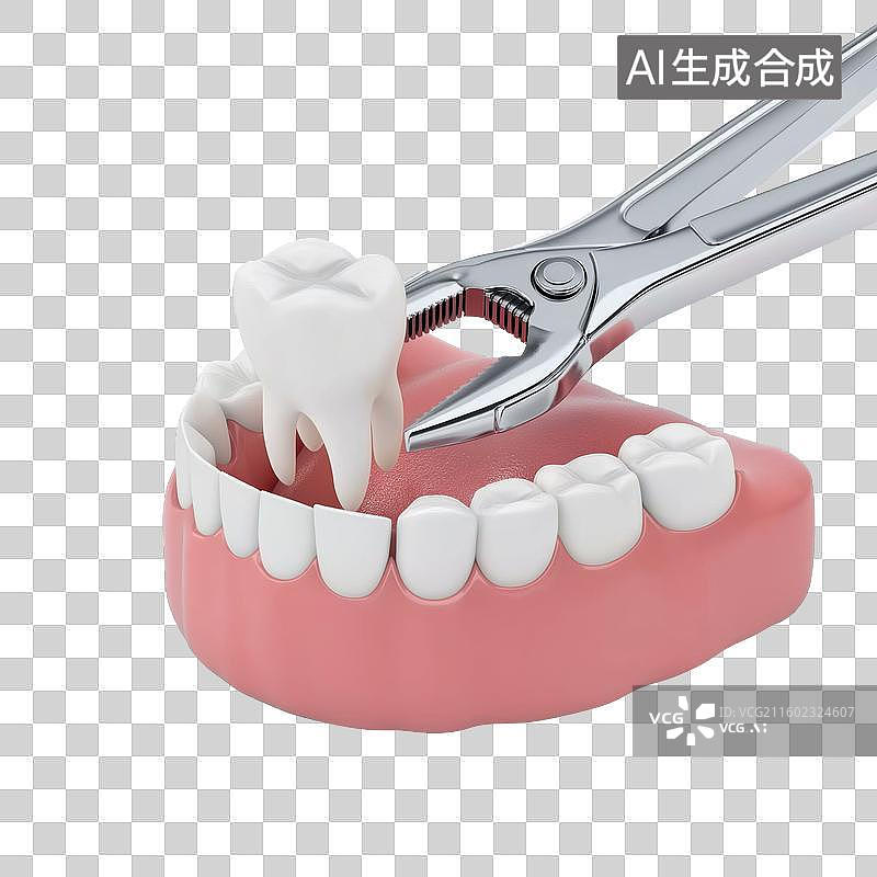 【AI数字艺术】牙科模型与拔牙钳演示图片素材