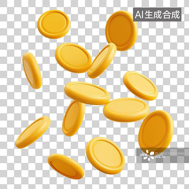 【AI数字艺术】金色硬币飘落动态画面图片素材