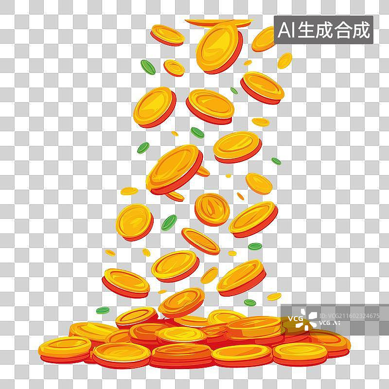【AI数字艺术】金色硬币飘落动态画面图片素材