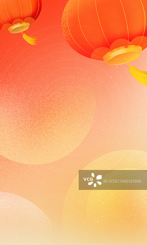 2026年马年 中国新年祝福贺卡年画 国风肌理红色灯笼 暖色渐变背景 竖版图片素材