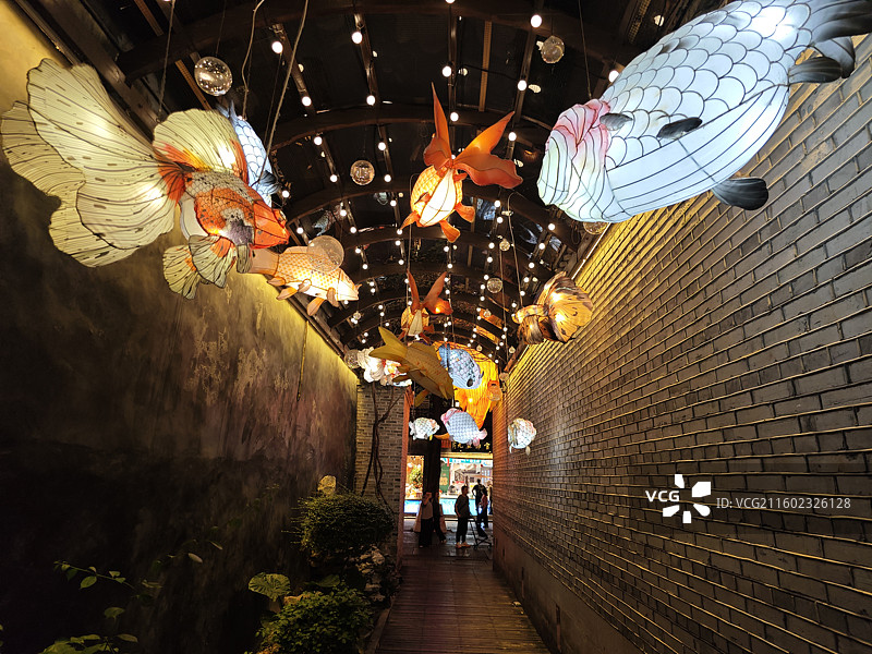 南后街三坊七巷夜景金鱼灯笼图片素材