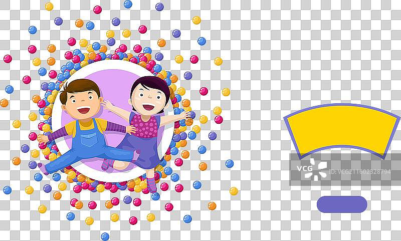 儿童游乐球池的扁平化登陆页面模板图片素材