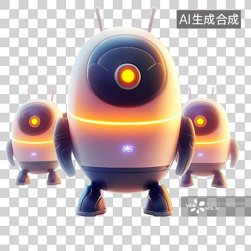【AI数字艺术】可爱3D卡通纳米机器人图片素材