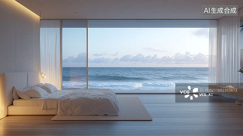 【AI数字艺术】现代简约海景套房图片素材