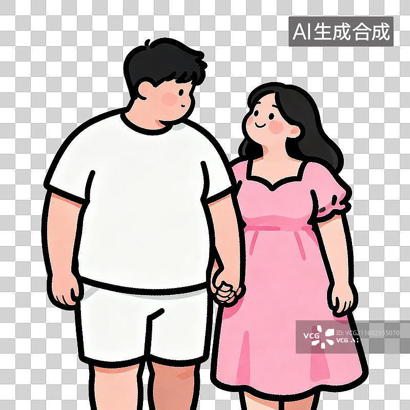 【AI数字艺术】一对牵手对视的情侣图片素材