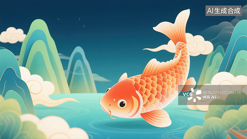 【AI数字艺术】一条鲤鱼图片素材