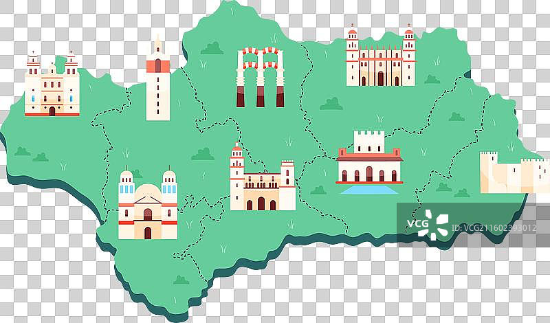 安达卢西亚地图与地标图片素材