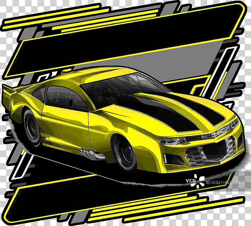 带灰色条纹的黄色赛车图片素材
