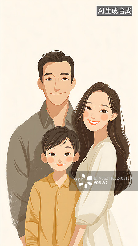 【AI数字艺术】温馨的家庭插画图片素材