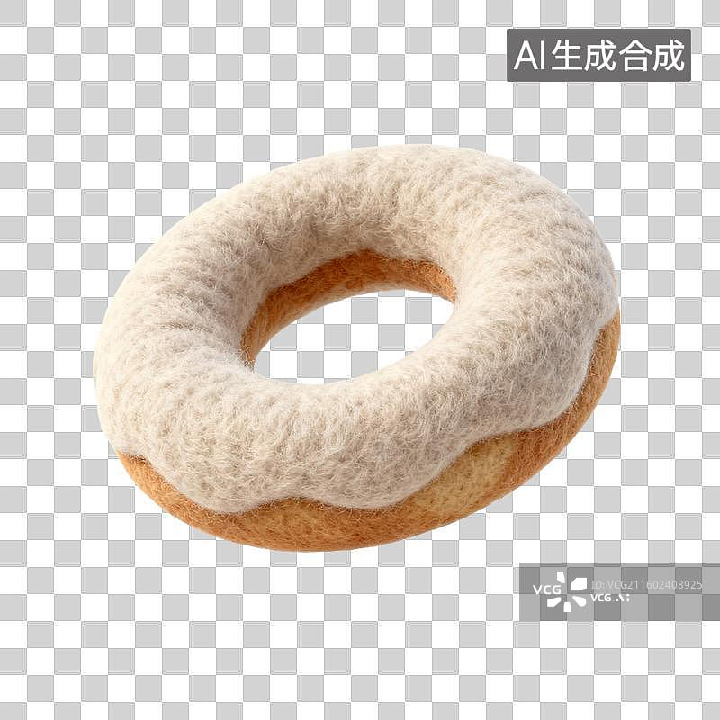 【AI数字艺术】一个毛毡甜甜圈的特写图片素材