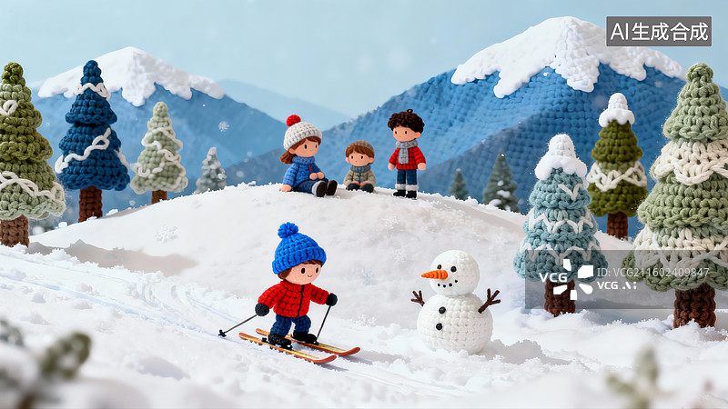 【AI数字艺术】冬季滑雪运动，滑雪运动图片素材