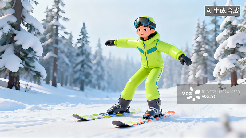 【AI数字艺术】冬季滑雪运动，滑雪运动图片素材