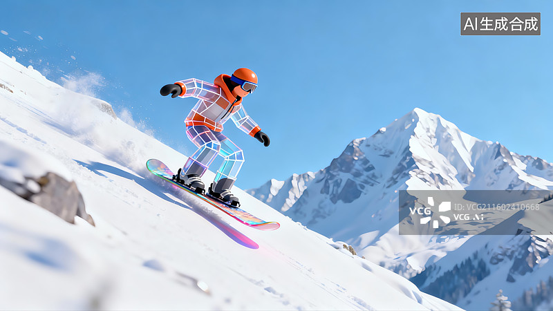 【AI数字艺术】冬季滑雪运动，滑雪运动图片素材