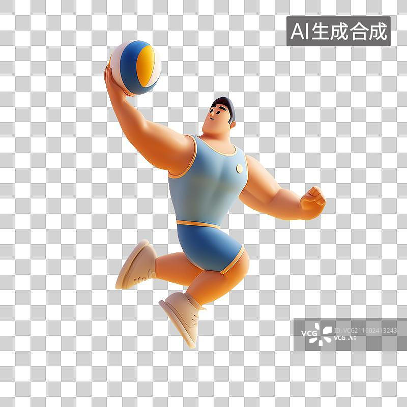 【AI数字艺术】排球运动员3D人物图片素材