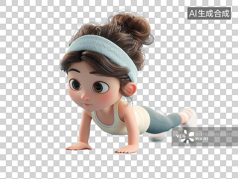 【AI数字艺术】平板支撑俯卧撑3D人物图片素材