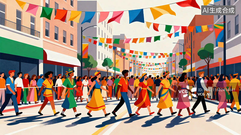 【AI数字艺术】街头节日游行庆典图片素材