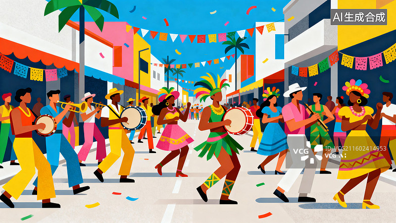 【AI数字艺术】街头节日游行庆典图片素材