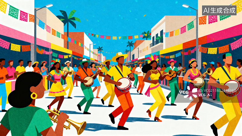【AI数字艺术】街头节日游行表演图片素材