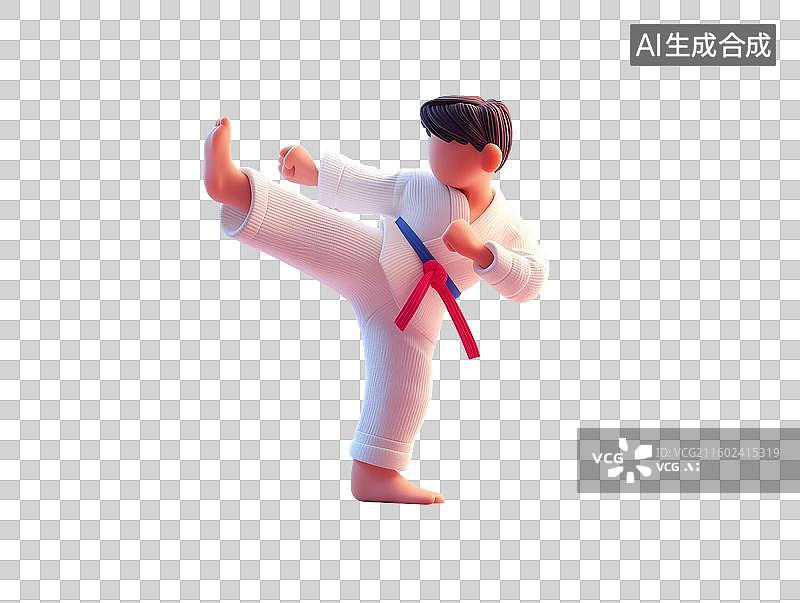 【AI数字艺术】跆拳道选手3D人物图片素材