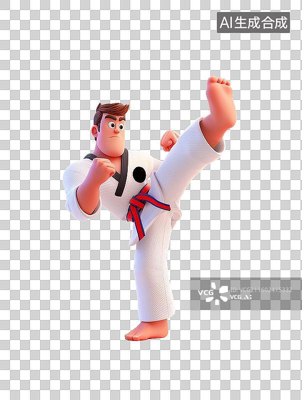 【AI数字艺术】跆拳道选手3D人物图片素材