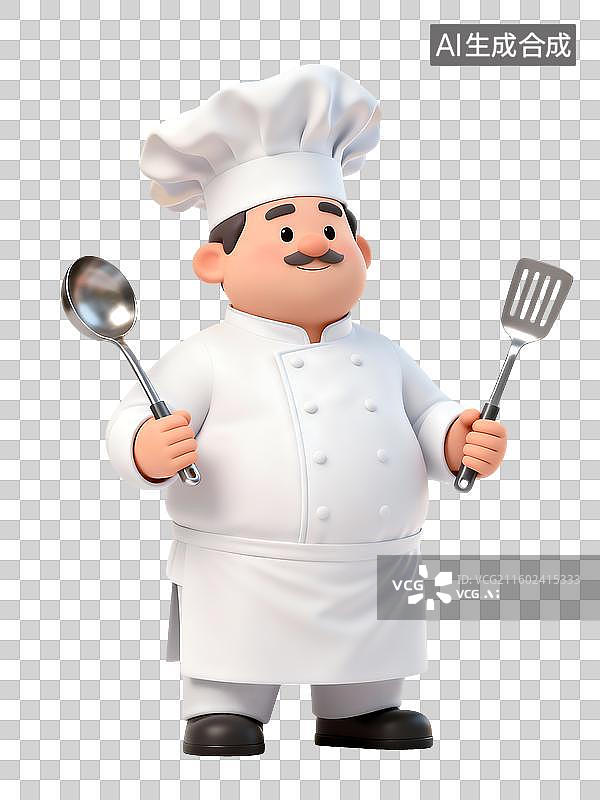 【AI数字艺术】卡通厨师手持厨具图片素材