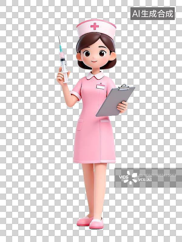 【AI数字艺术】护士手持注射器和病历板图片素材