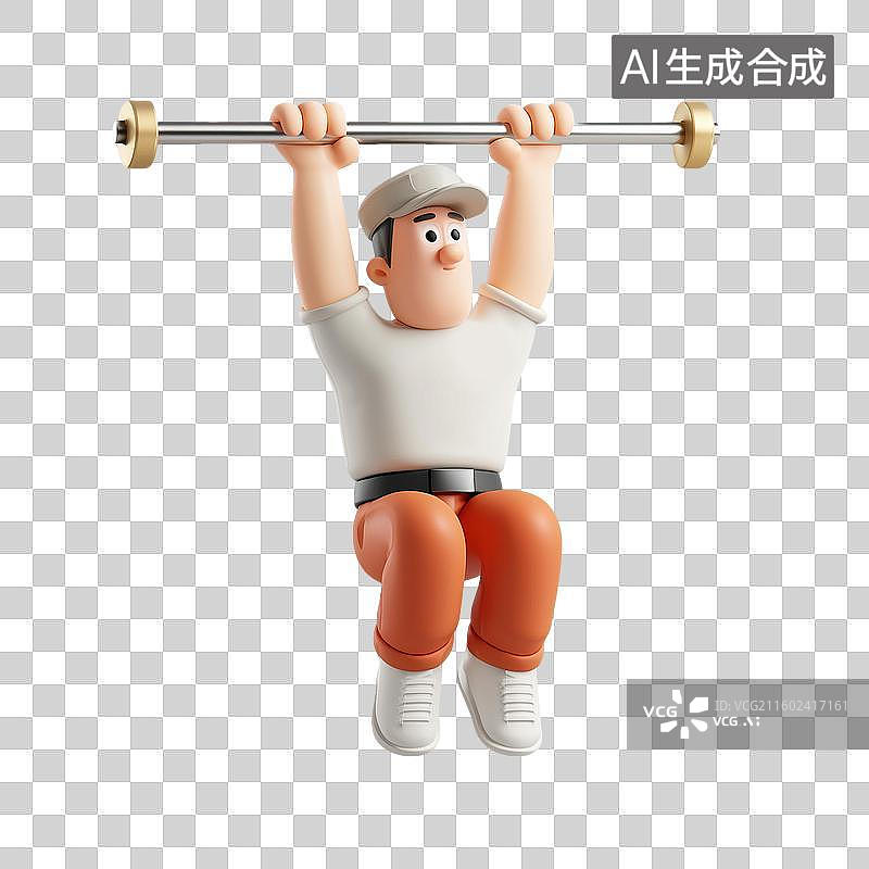 【AI数字艺术】引体向上3D人物图片素材