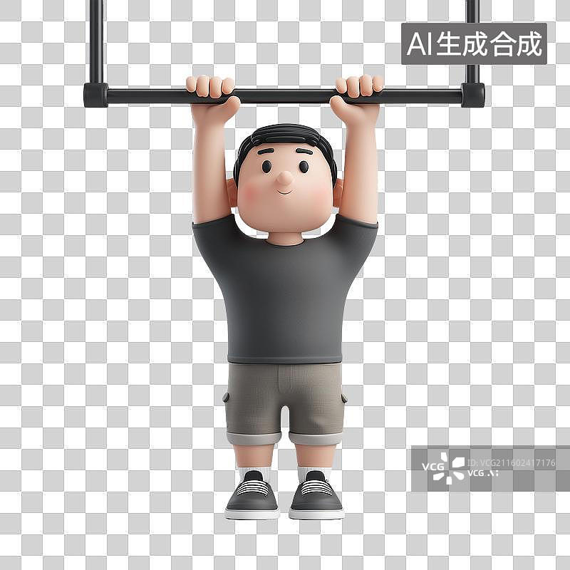 【AI数字艺术】引体向上3D人物图片素材