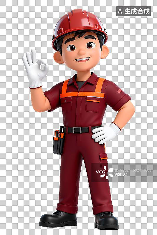 【AI数字艺术】3D男性维修工人图片素材