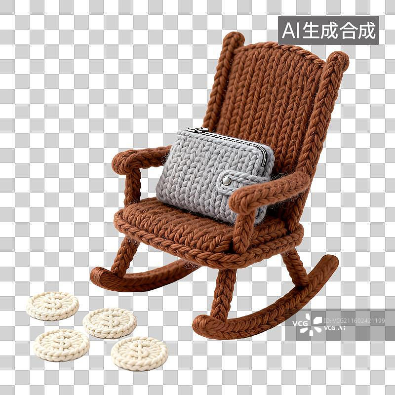 【AI数字艺术】钩针编织摇椅及小物件图片素材
