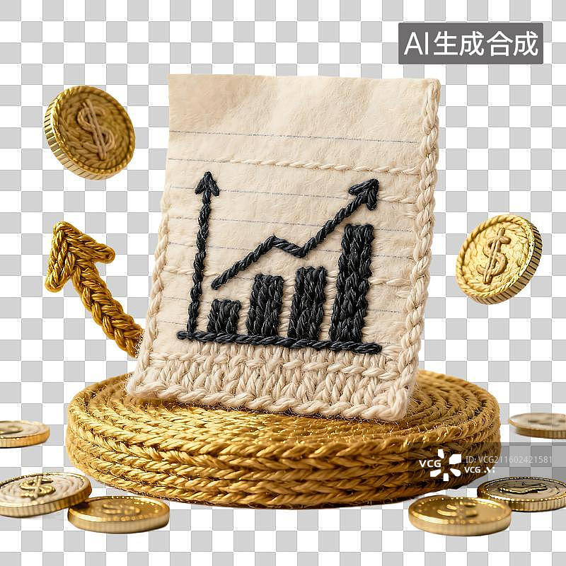 【AI数字艺术】展示经济增长的图表与金币图片素材