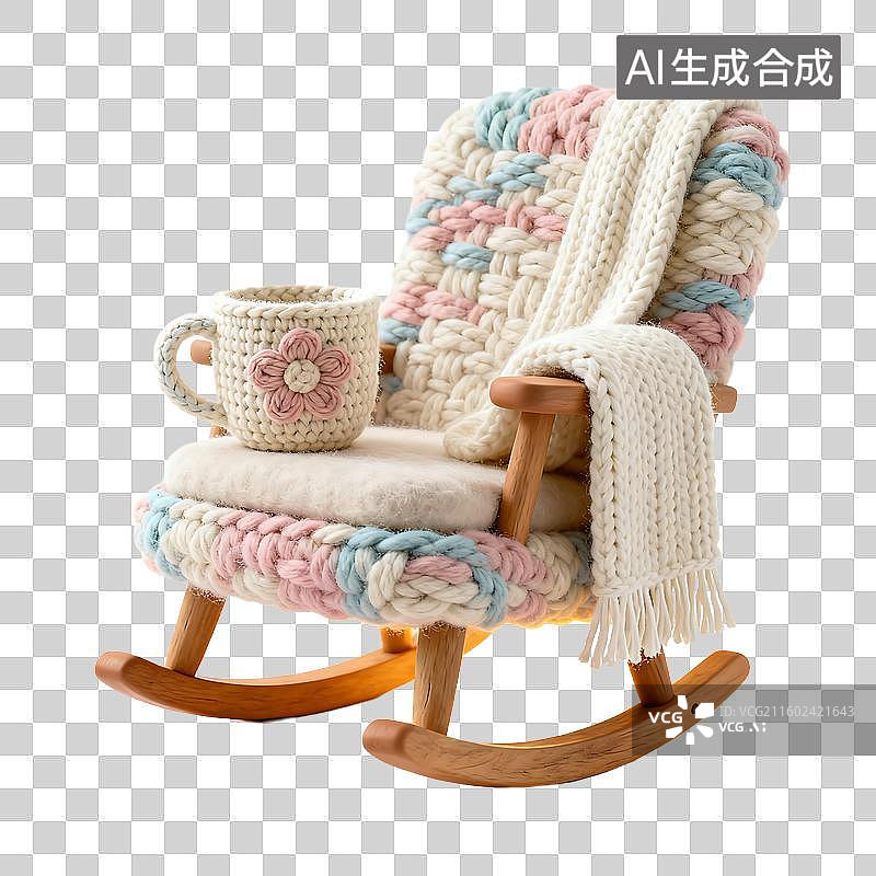 【AI数字艺术】温馨钩针编织摇椅图片素材
