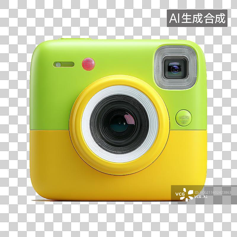 【AI数字艺术】橙色绿色3D卡通可爱相机图标图片素材