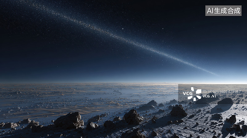【AI数字艺术】星空下的雪地景观图片素材