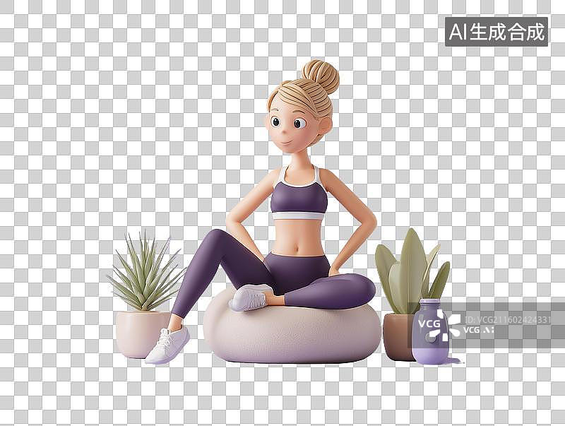 【AI数字艺术】普拉提训练3D人物图片素材