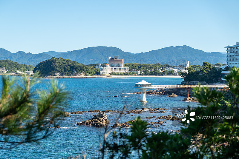 日本和歌山白滨海中展望塔图片素材