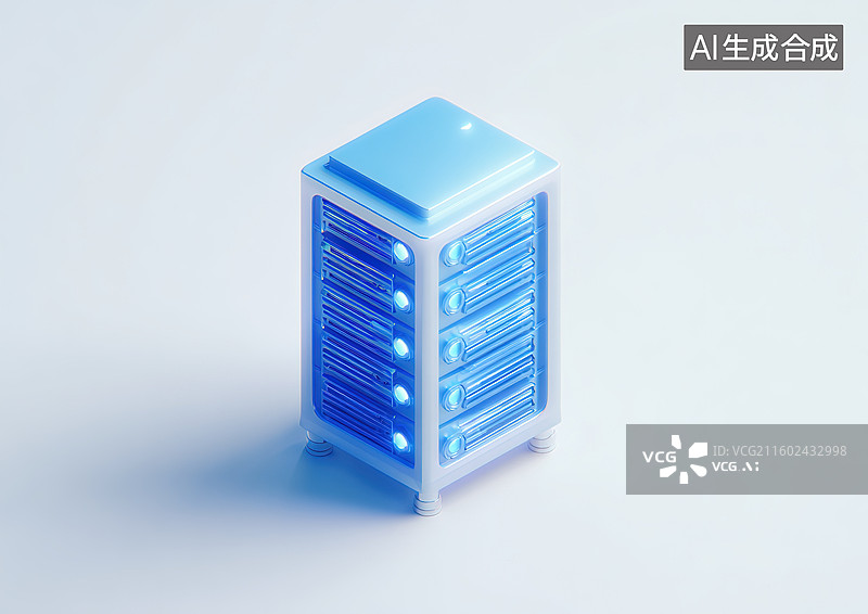 【AI数字艺术】蓝色服务器机柜模型图片素材