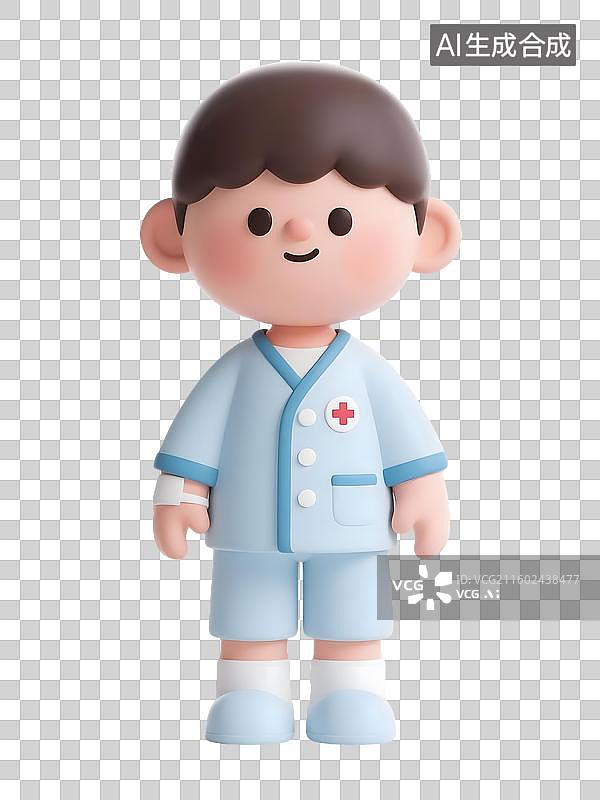 【AI数字艺术】AIGC:3D卡通男护士，医护人员，医疗健康，设计元素，免抠图形图片素材