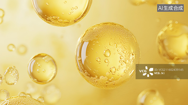 【AI数字艺术】3D分子气泡清除自由基抗衰老精华抽象商务科技背景图片素材