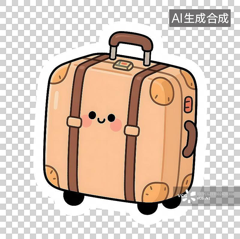 【AI数字艺术】AIGC:卡通可爱拟人旅行箱，旅游出行，设计元免抠图形图片素材