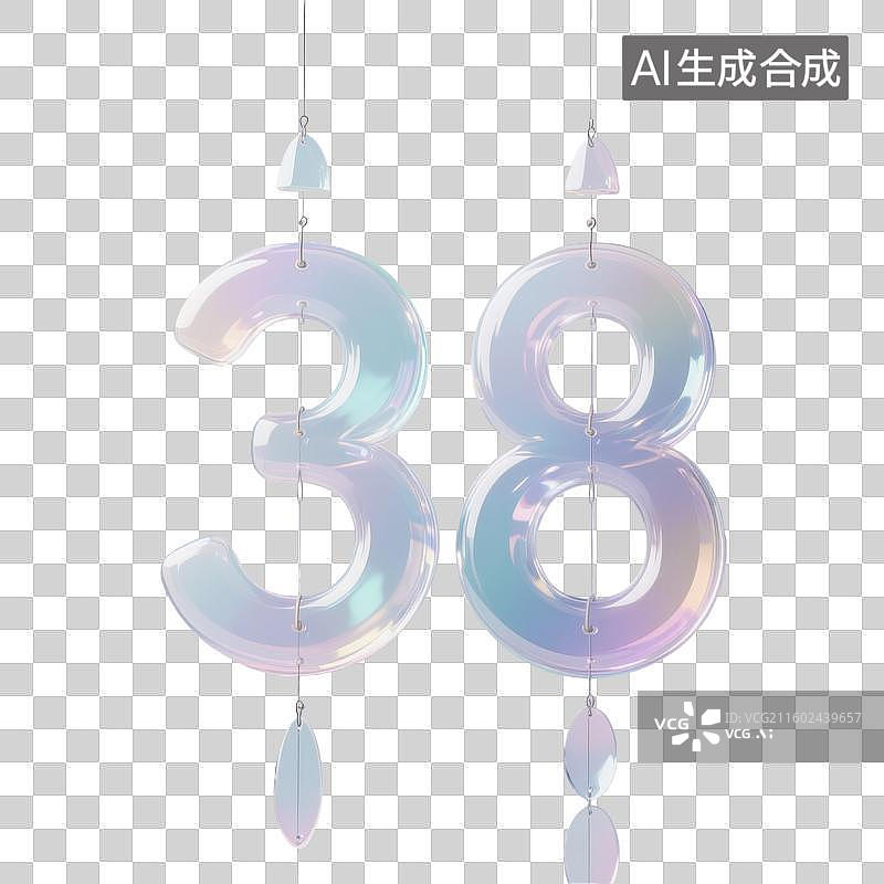 【AI数字艺术】水晶玻璃风铃数字38图片素材