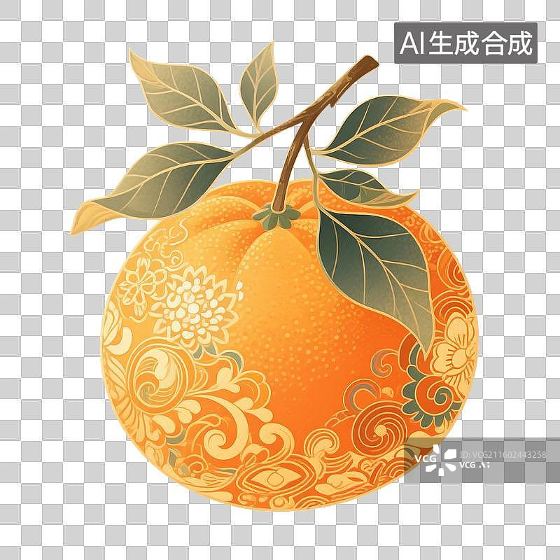 【AI数字艺术】国风手绘插画，水果，橘子，柑橘，沃柑，秋天美食免抠元素图片素材