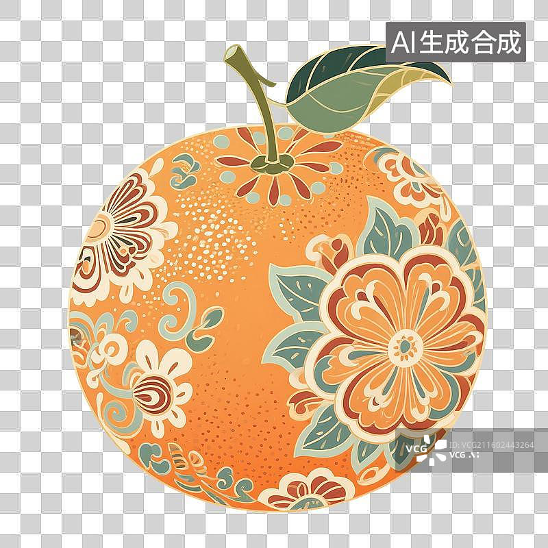 【AI数字艺术】国风手绘插画，水果，橘子，柑橘，沃柑，秋天美食免抠元素图片素材