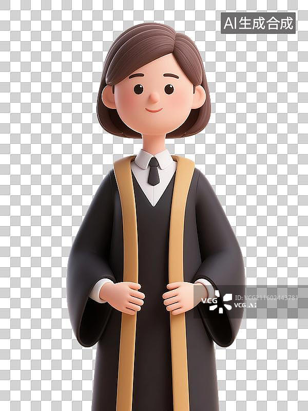 【AI数字艺术】3D渲染卡通人物，法官，律师，法律，免抠元素图片素材